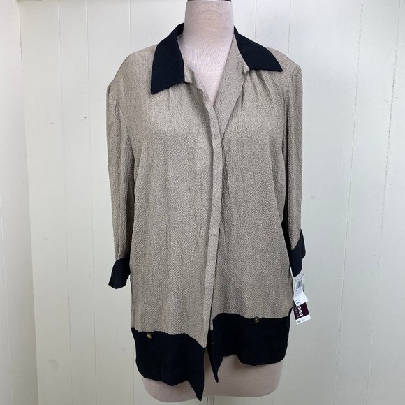 NWT Perceptions by Irene B. Black & Taupe Jacket - Picture 1 of 6